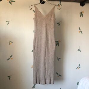 🔴Oatmeal Ribbed Midi Side Slit Dress